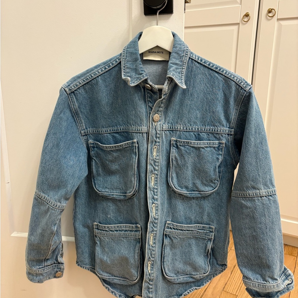 Shaina Mote Workwear Superwash Blue Denim Jacket XS - Picture 2 of 9